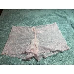 VICTORIA'S SECRET Womens Pink Lace Boy Short Panties Size L NWT